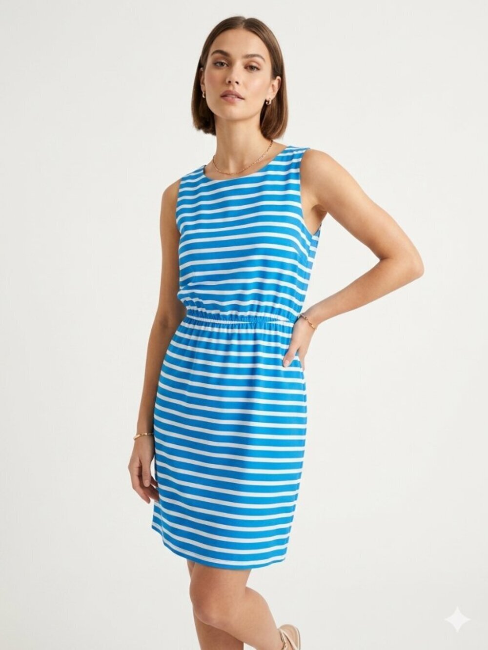 J CREW Striped Sleeveless Mini Dress Blue White 8